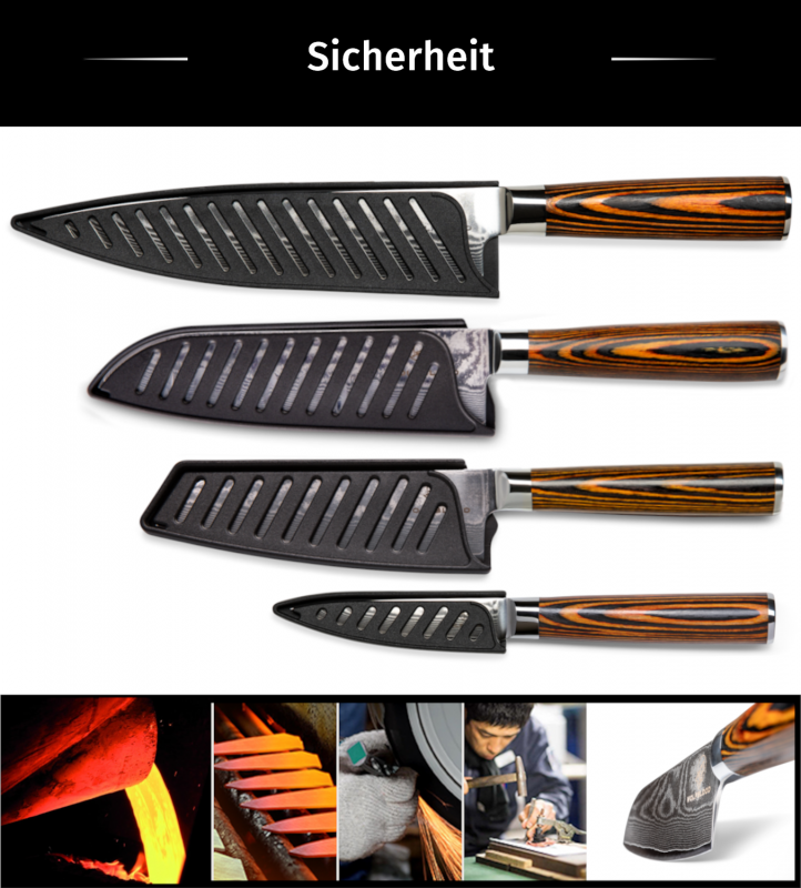 Schutz Damastmesser-Küchenmesser-Damast-Küchenmesser Damast Messer Damast Kochmesser